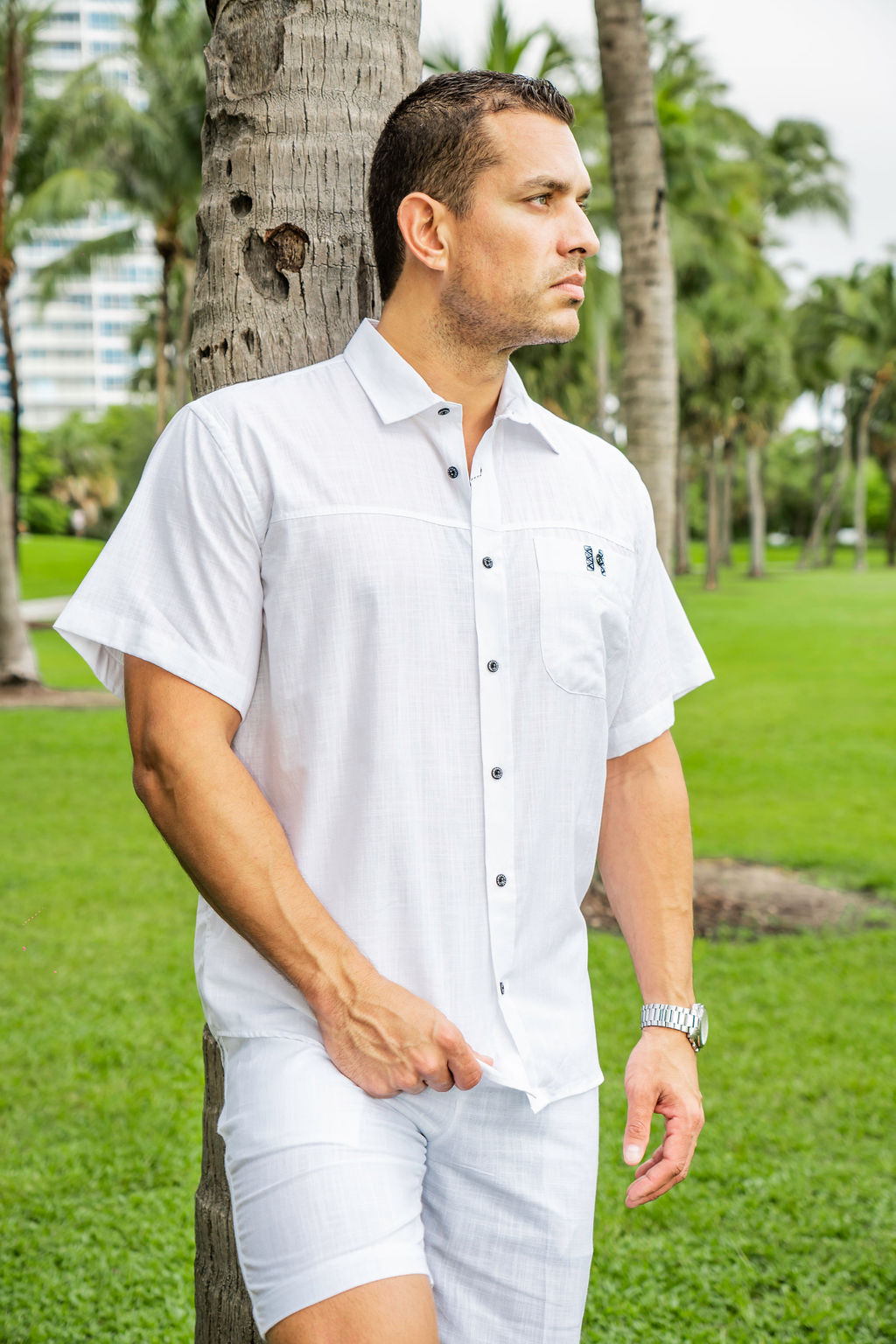 Aloha Men's White Button-Up Shirt | Hawaiianize Clothing